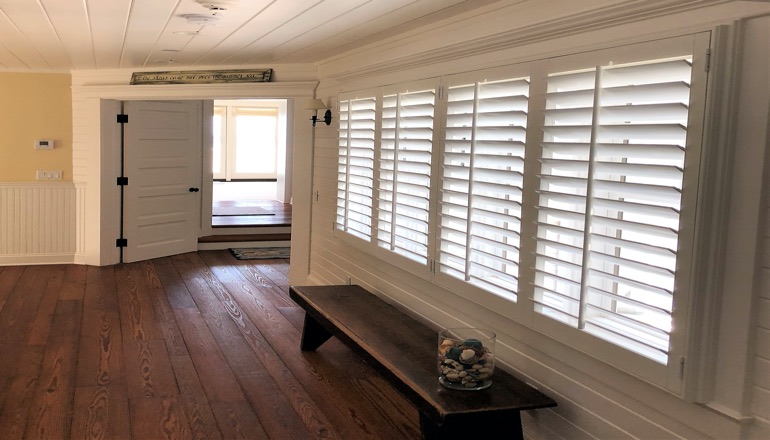 Faux wood plantation shutters in Raleigh